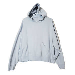 Who Wore What Womens XL Hoodie Sweatshirt Blue REVOLVE Hood Oversized Cropped